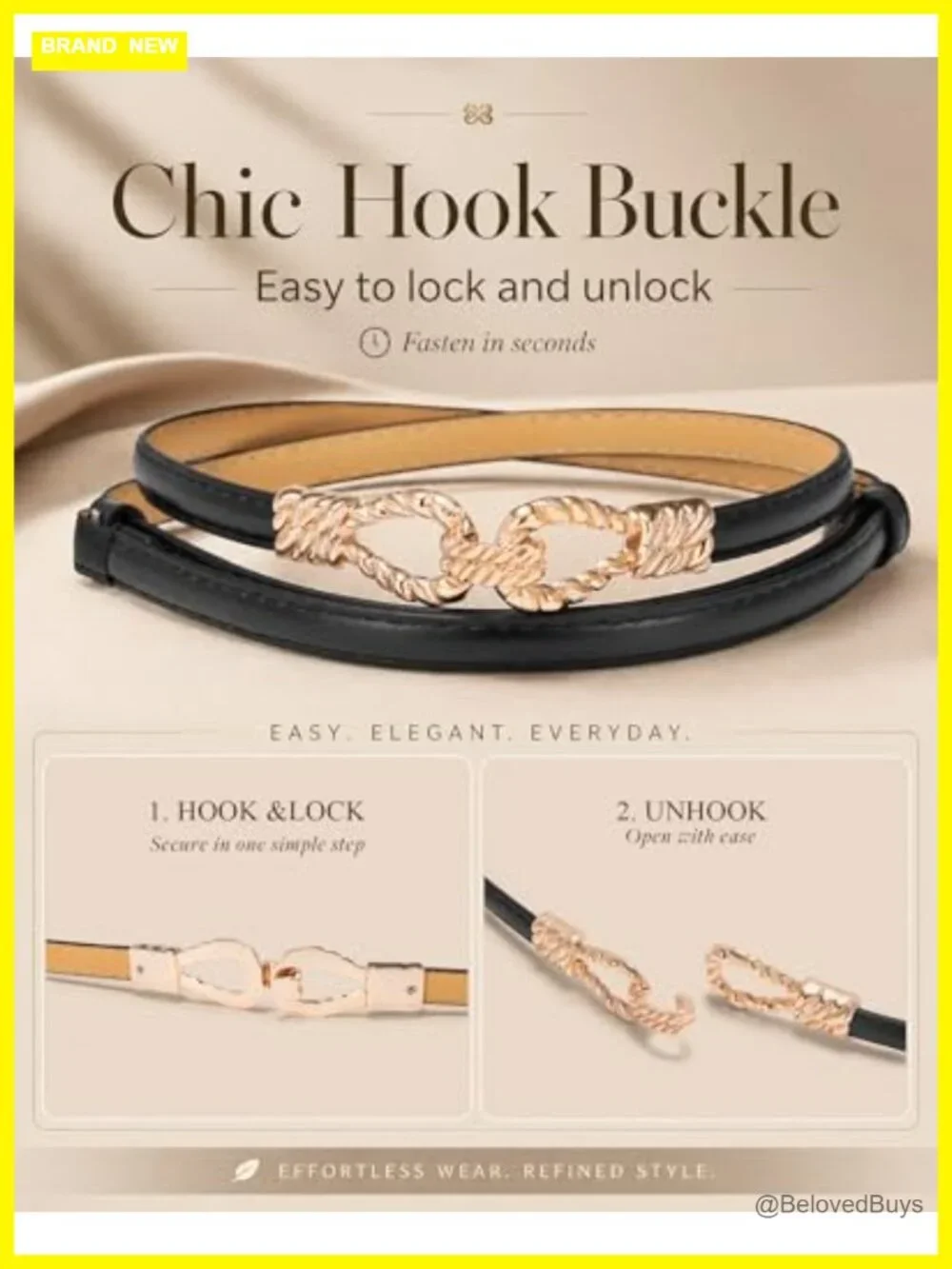 Women's Adjustable Faux Leather Skinny Belt, Gold Buckle, Waist 23
